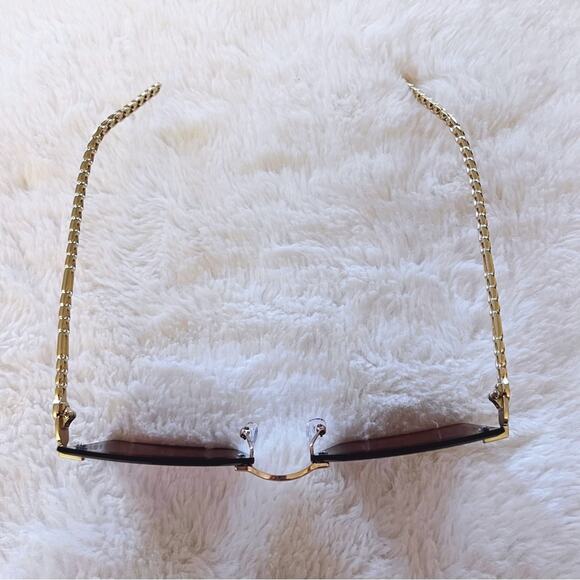 Skyla Purple & Gold Chain Link Oversized Sunglasses - Picture 4 of 9